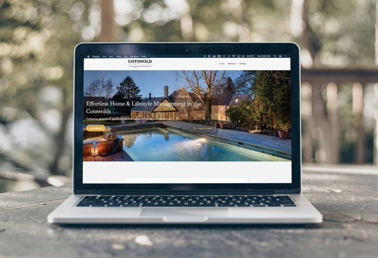 Desktop view of a Brochure Website for a Lifestyle Brand in the Cotswolds