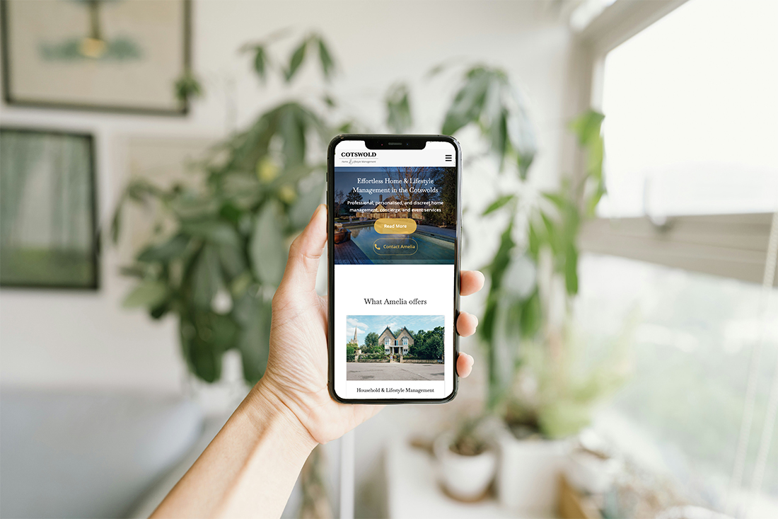 Mobile view of a Brochure Website for a Lifestyle Brand in the Cotswolds