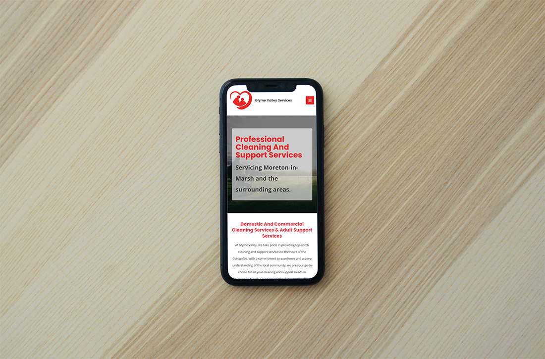 Mobile view of a Website Design for Cleaning & Support Services